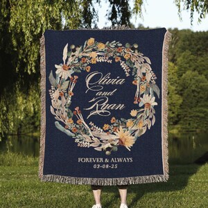 Personalized Wedding Blanket, Personalized Last Name Gift Tapestry Wedding Monogram Couple Keepsake Blanket Anniversary Mr And Mrs Initials5