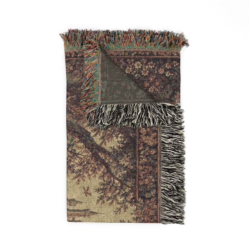 Tapiz medieval de castillo en el bosque, tapiz gótico de vegetación para colgar en la pared, decoración de pared vintage extragrande con paisaje de castillo. imagen 2