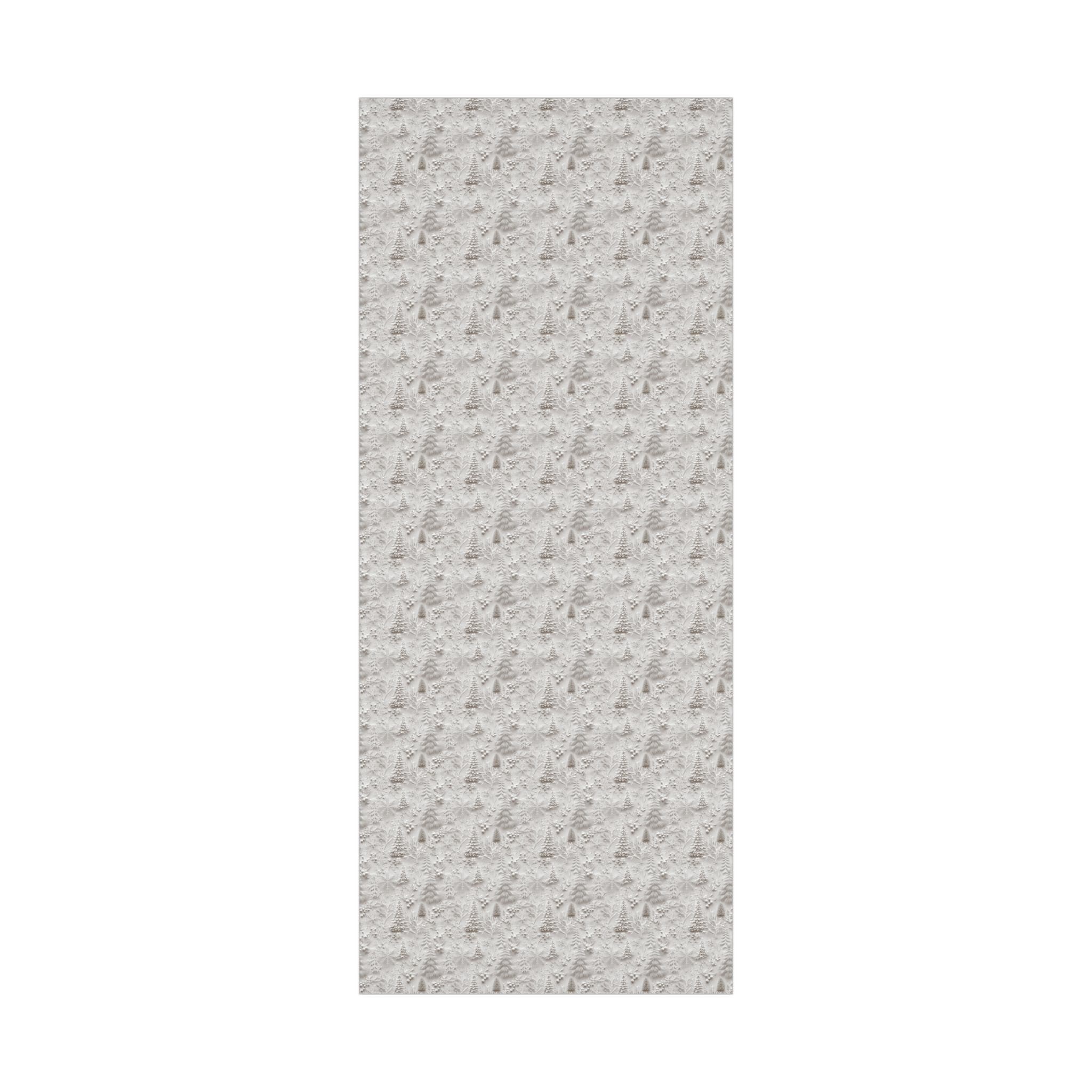 Elegant White Christmas Wrapping Paper, Faux 3D Trees and Foliage Embossed Effect for Minimalistic Holiday Gift Wrap, Decorative Paper