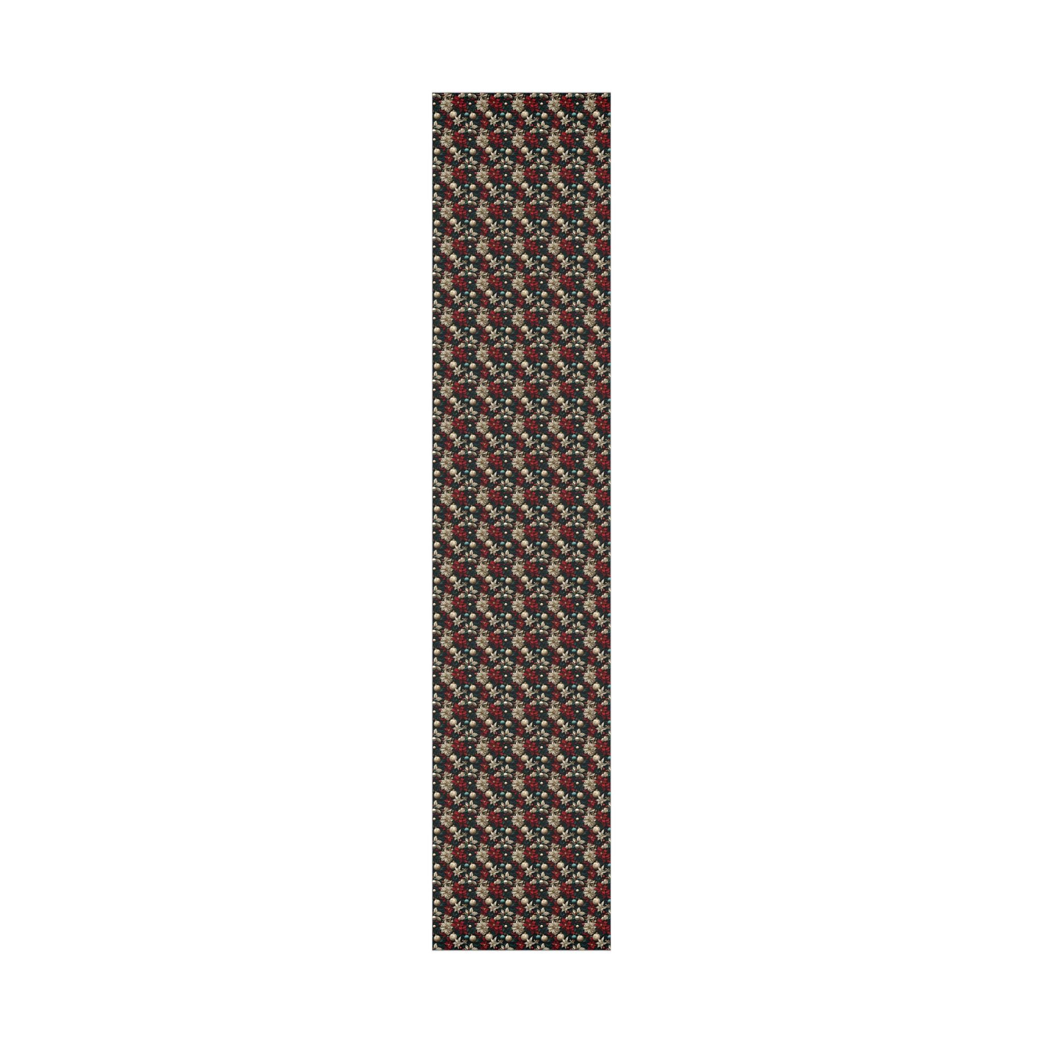 Elegant Christmas Wrapping Paper – 3D Textured Effect Poinsettias, Ornaments, and Holly Festive Holiday Gift Wrap, Unique Decorative Paper