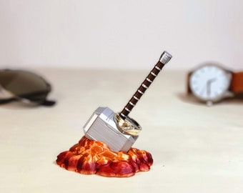 Soporte para anillos de hombre, martillo de Thor, soporte para anillos de mujer, impreso en 3D, pisapapeles