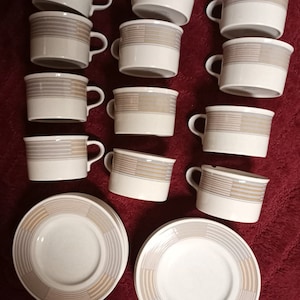 Vintawge Mikasa China Cac06 Tracings Cup & Saucer Set of 12