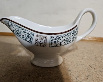 Vintage Shenango Chinese juskom • Interpace USA • Groen bandpatroon met bloemen