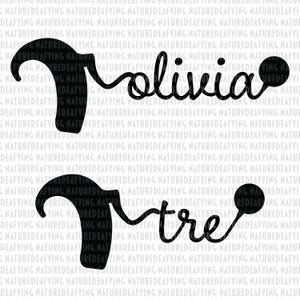 Puede incluir: Texto negro en cursiva que dice "Olivia" con un adorno decorativo. Debajo, la palabra "tre" está escrita en un estilo similar. El fondo es un patrón repetido de las palabras "NATUREDEAFYING".