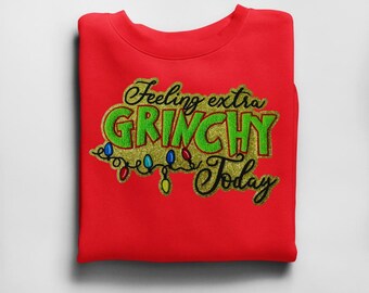 Sudadera Grinch, suéter navideño de cuello redondo, sudadera con luces navideñas