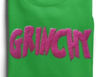 Sudadera del Grinch: Sudadera navideña con parche de chenilla, envío el mismo día