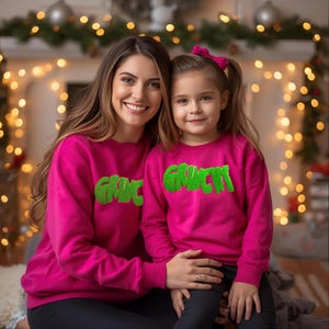 Grinchy Sweatshirt, Funny Christmas Sweatshirt, Chenille Patch, Gildan Fleece