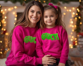 Sudadera del Grinch, Sudadera navideña divertida, Parche de chenilla, Forro polar Gildan