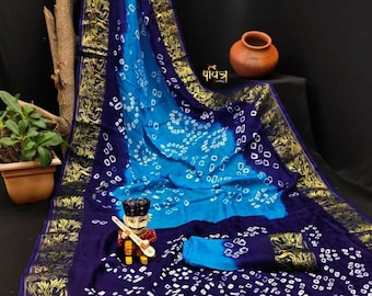 Handcrafted Bandhani Silk Saree: Traditional Hand Bandhej Design