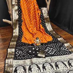 Women's Pure Gharchola Bandhej silk,pretty and beautiful boutique series,original Bandhej with zari weaving all over saree,New premium Saree