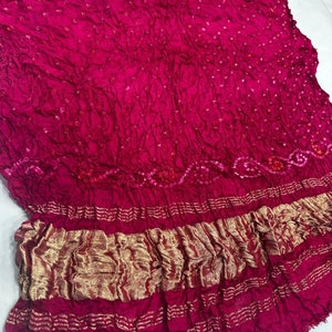 Reine Modal Seide Dupatta, handgefertigte Bandhani Dupatta, Original Bandhani Dupatta, 2 seitliche Lagdi Pata mit reiner Modal Seide Dupatta