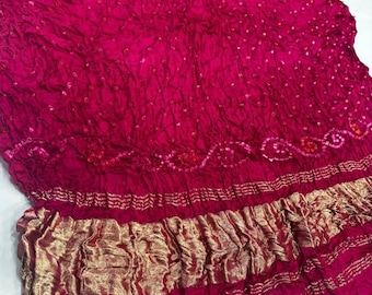 Bandhani dupatta fait main : soie modale pure, longueur 2,5 m