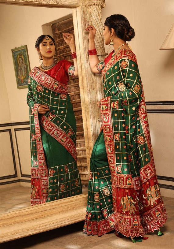 Patola Saree panetar Patola Saree Online in India bandhani Look Sada Saubhagyavati Bhava Saree for Women Etsy Finland