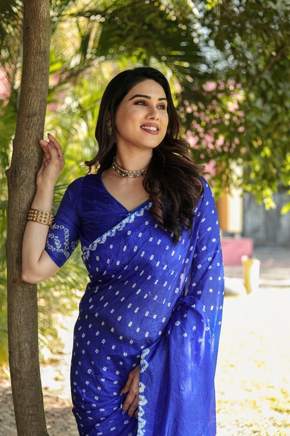Women's Designer Soft Silk Bandhani Saree With Traditonal