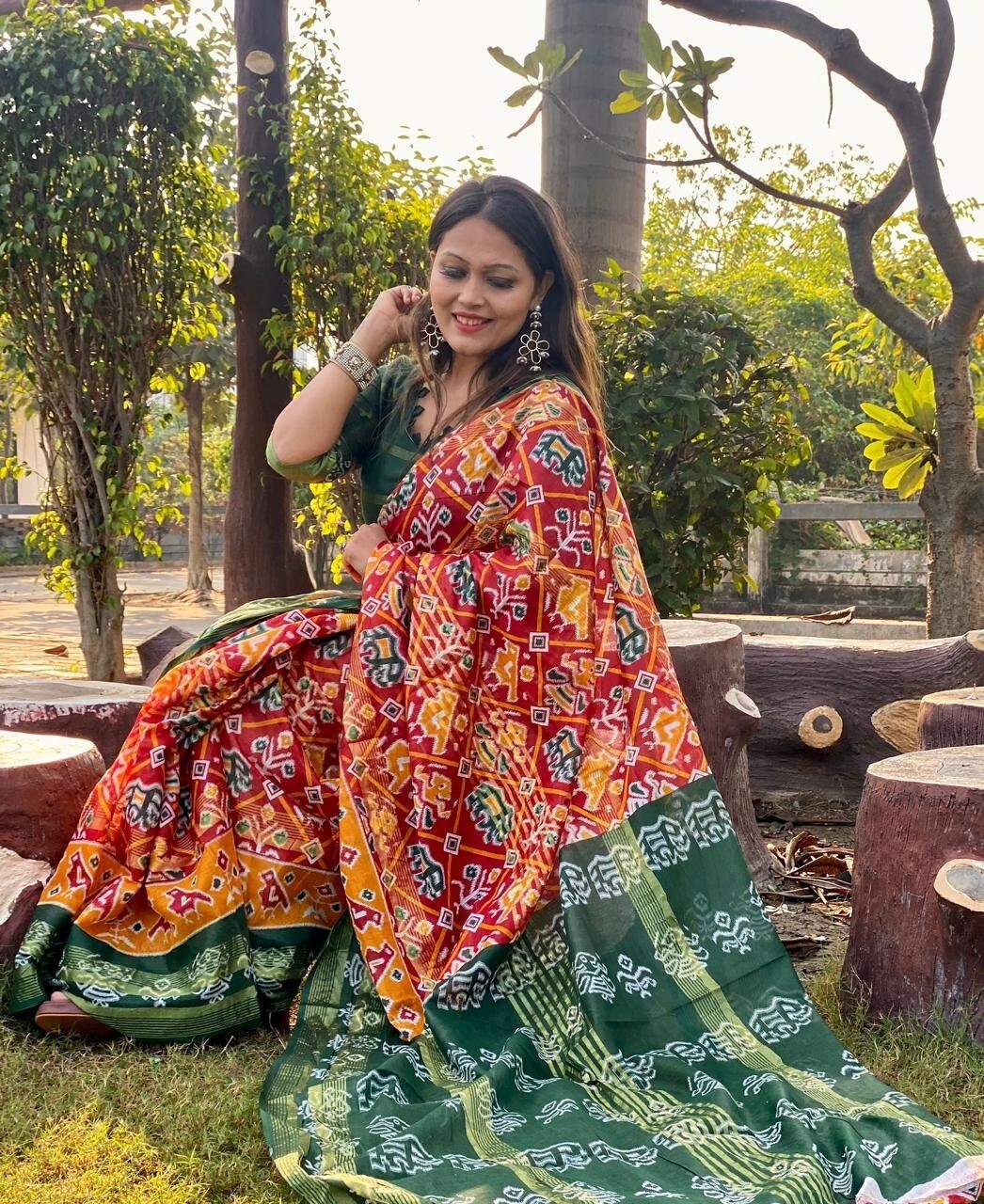 Patola Silk Sareecotton Patola Sareesvintage Sari 100 Pure Etsy UK