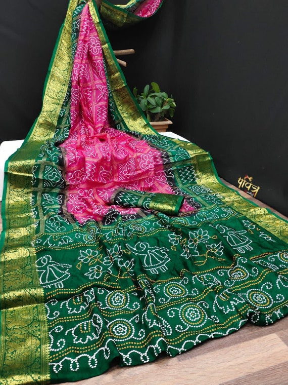 Women's Designer Soft Silk Bandhani Saree With Traditonal