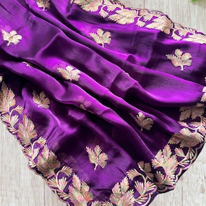 Embroidered Silk Saree: Designer Cut Work, Party Wear