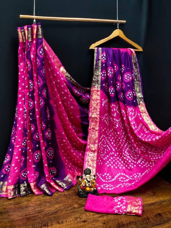Handmade Handicraft Pure Bandhej Silk Saree handcrafted Traditional Bandhani Saree bandhani Women s Sarees gujarati Bandhani Sarees Etsy Canada