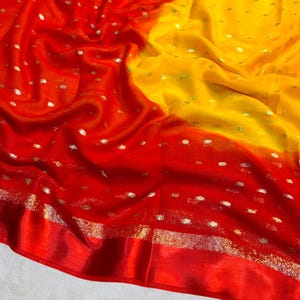 Viscose Georgette Saree: Zari Detail, Satin Border