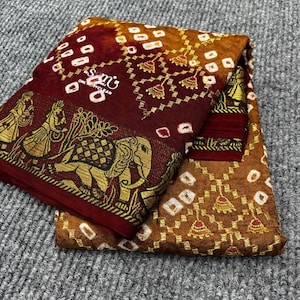 Gujarati Bandhani Saree,Indian Wedding Saree,Gharchola Saree