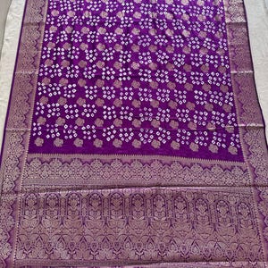 Handcrafted Bandhani Saree: Traditional Satin Silk Bandhej Saree