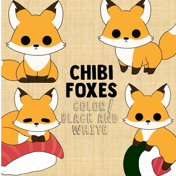 Kawaii Fox Clipart - PNG/SVG - 300dpi