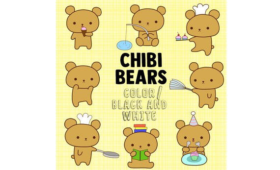 Chibi Bear Clipart Kawaii Bear Clip Art Animal Clipart Forest