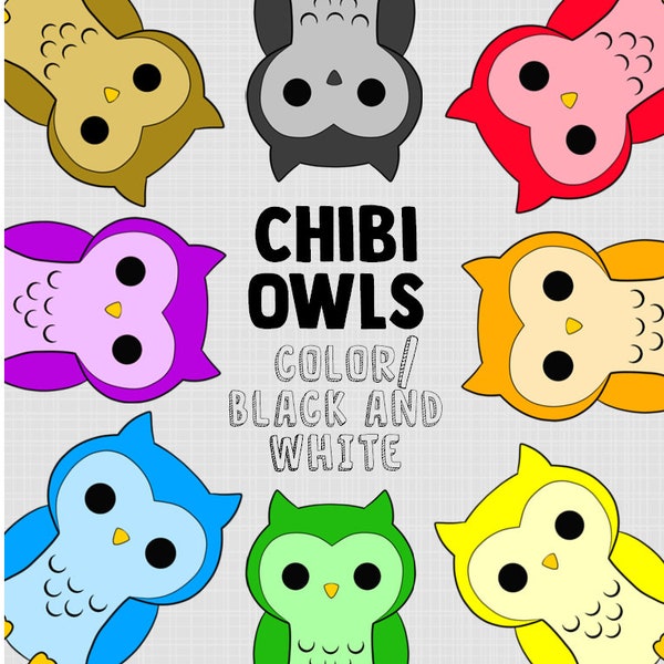 Chibi Rainbow Owls Clipart - PNG/SVG - 300 dpi