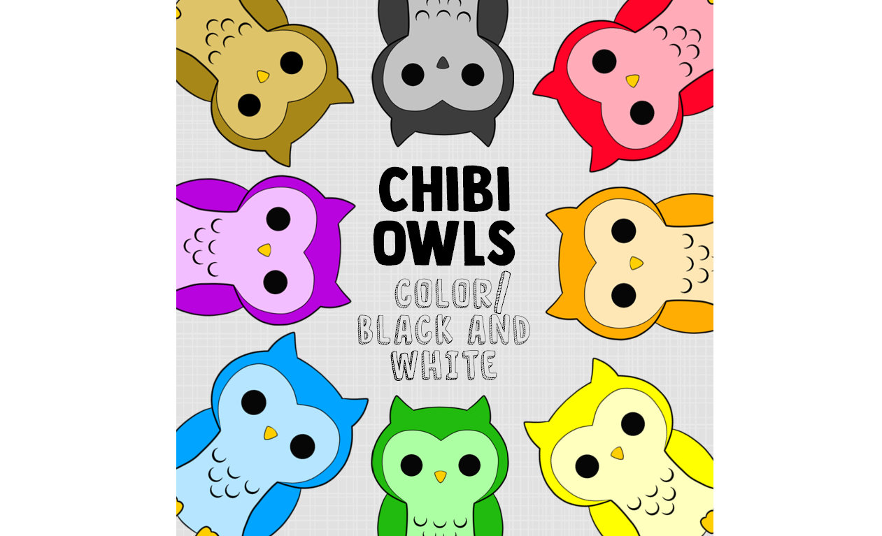 Chibi Rainbow Owls Clipart - PNG/SVG - 300 dpi