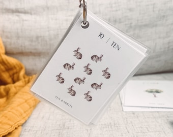 Tarjetas didácticas con números sobre la naturaleza - Tarjetas de conteo para niños en edad preescolar - Recursos para la educación en el hogar - Actividad para niños pequeños con temática de la naturaleza - Tarjetas didácticas imprimibles