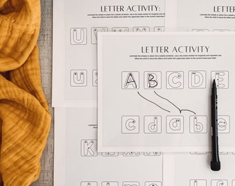 ABC Write & Match Worksheets - Busy Binder Insert - Prekindergarten Curriculum - Uppercase and Lowercase Practice - Homeschool Printable