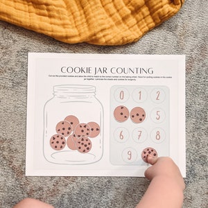 Cookie Jar Counting - Addition and Subtraction - Busy Binder Insert - Toddler and Preschool Number Matching Activity - Homeschool Resources