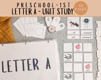 Letter A Unit Study – Literacy, Counting, & Art Challenges (Printable)