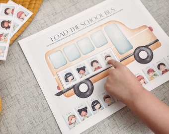 Load the Bus Activity - Preschool Pattern Practice - Wheels on the Bus Game - Toddler Play and Learn - Busy Binder - Printable