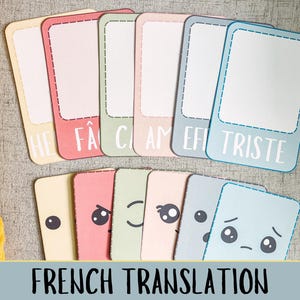 フランス語の感情フラッシュカード - 落ち着いたコーナー - インタラクティブな遊びと学習 - 幼児 - 就学前アクティビティ - モンテッソーリ教材 - 印刷可能