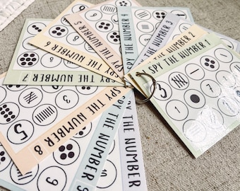 I Spy Number Cards - Counting - Number Recognizing - Homeschool Resource - Preschool Activity - Math Lesson - Printable