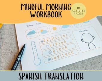 Spanish Kids Mindful Morning Workbook: Routine Activities (Printable)