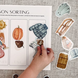 Busy Binder Insert - Season Sorting - Preschool Printable - Toddler Learning - Homeschool Activity - Download