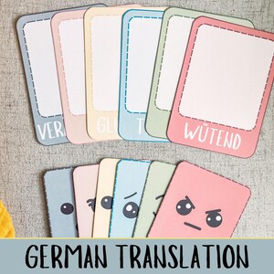 Cartes-éclair sur les émotions en allemand - Coin apaisant - Apprentissage et jeu interactifs - Tout-petit - Activité préscolaire - Matériel Montessori - Imprimable