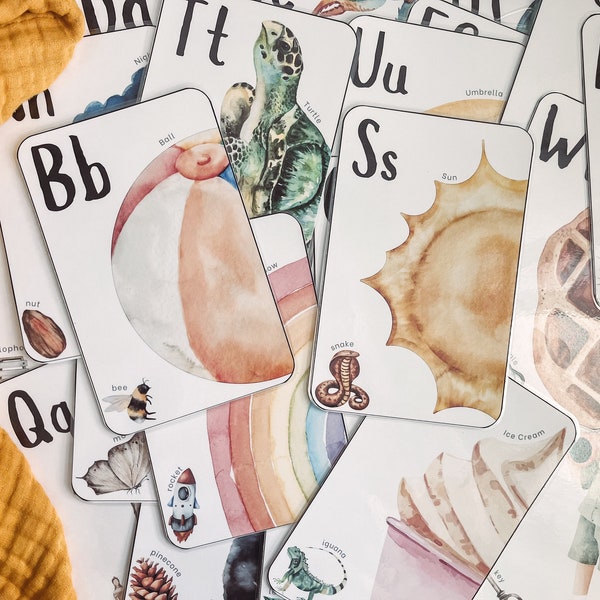 Tarjetas didácticas de doble cara con el alfabeto gigante: tarjetas para practicar la escritura: lección preescolar del abecedario: recursos para la educación en el hogar: plan de estudios imprimible