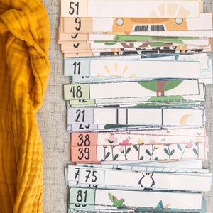 Può includere: Un mazzo di carte colorate con numeri da 1 a 92. Ogni carta ha un design diverso, tra cui un'auto, un pinguino, un uccello e stelle. Le carte sono perfette per imparare a contare.