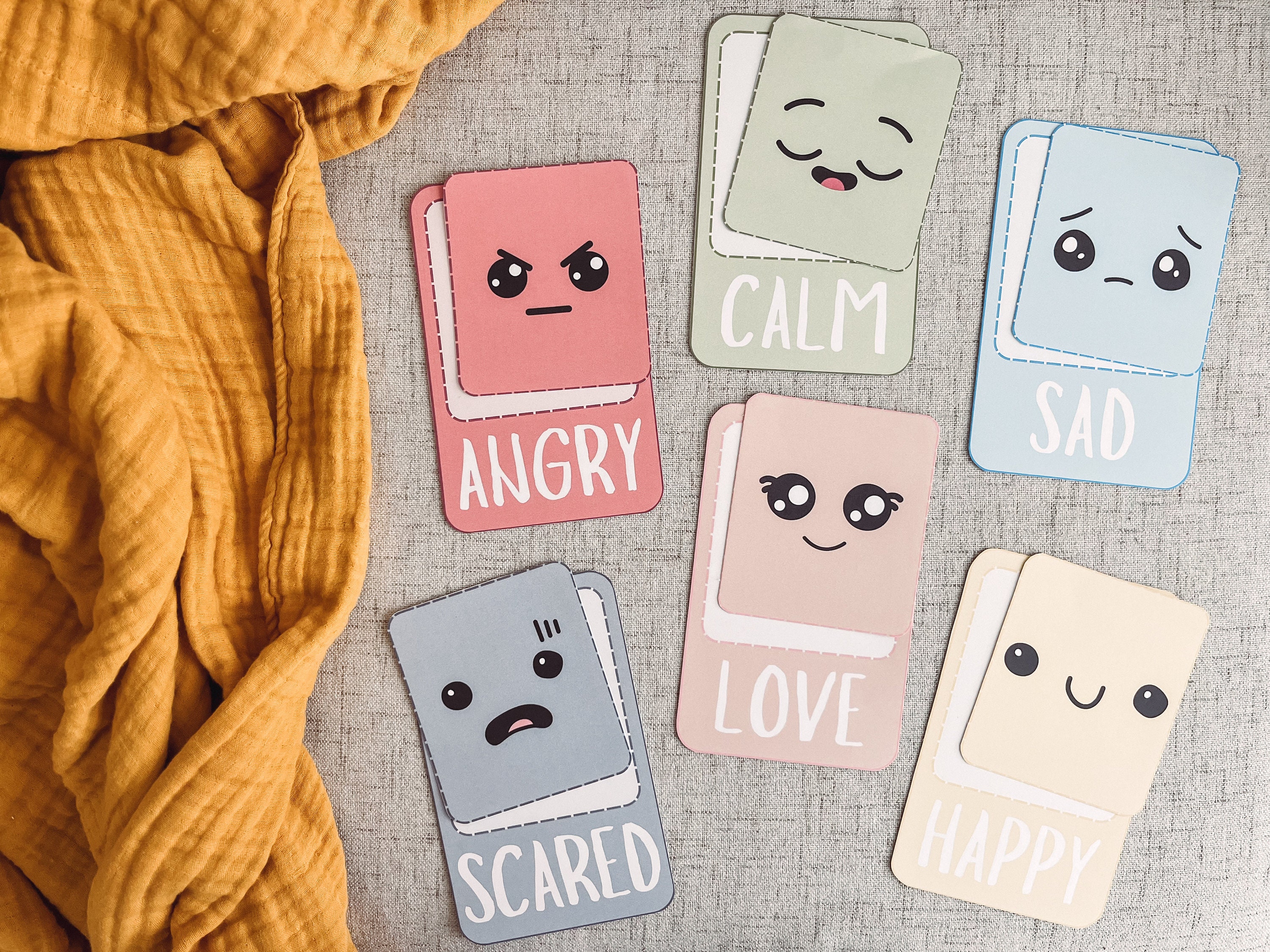 Emotion Flashcards - Interactive Play and Learn - Toddler and Preschool Activity - Montessori Materials - Matching and Learn - Printable