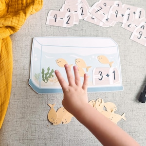 Conteggio dell'acquario - Attività prescolare - Lezione di matematica per l'asilo - Risorse per l'istruzione parentale - Gioco e apprendimento - Stampabile