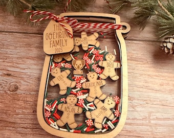 Gingerbread Family Shaker Ornament: Personalized Mason Jar Keepsake