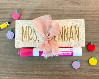 Personalized Teacher Whiteboard Eraser: Engraved Wooden Gift