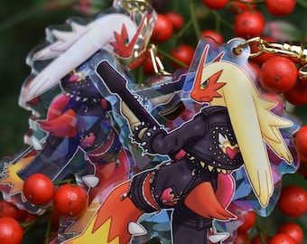 Punk-Style Blaziken Acrylic Keychain | 3"