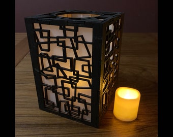 Mod Squares Candle Lantern / Luminary / LED Candle Holder / Abstract Geometric Light