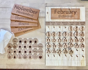 Calendar. Wooden Calendar. Montessori.
