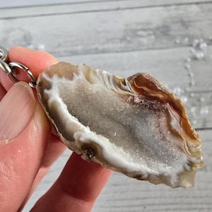 Glücksgeode Achat Schlüsselanhänger Erinnerungsstein #22