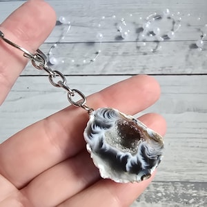 Glücksgeode Achat Schlüsselanhänger Erinnerungsstein #23